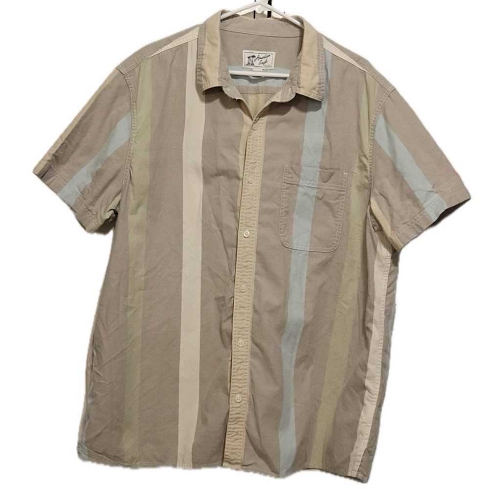 American Eagle - Men’s Striped Button-Up Resort Shirt - Size: XXL